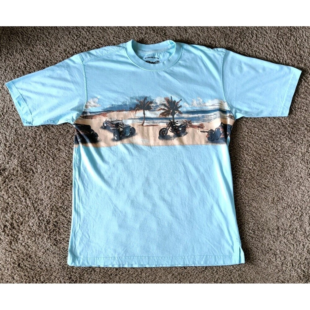 Hot Rod T-shirt Men's Medium Blue All Over Print Short Sleeve